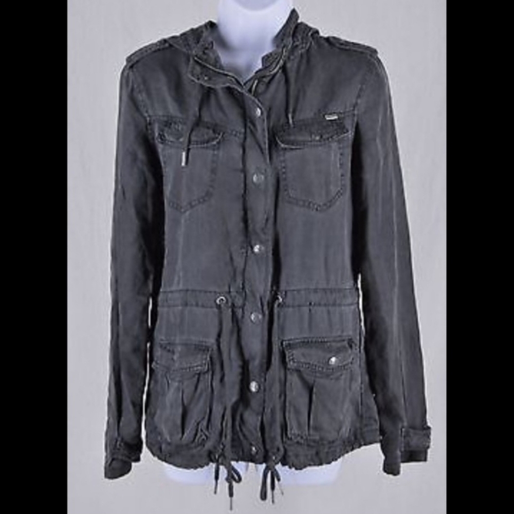 Max Jeans Gray Hooded Tencel Jacket Anorak Women's Small S Casual Neutral EUC